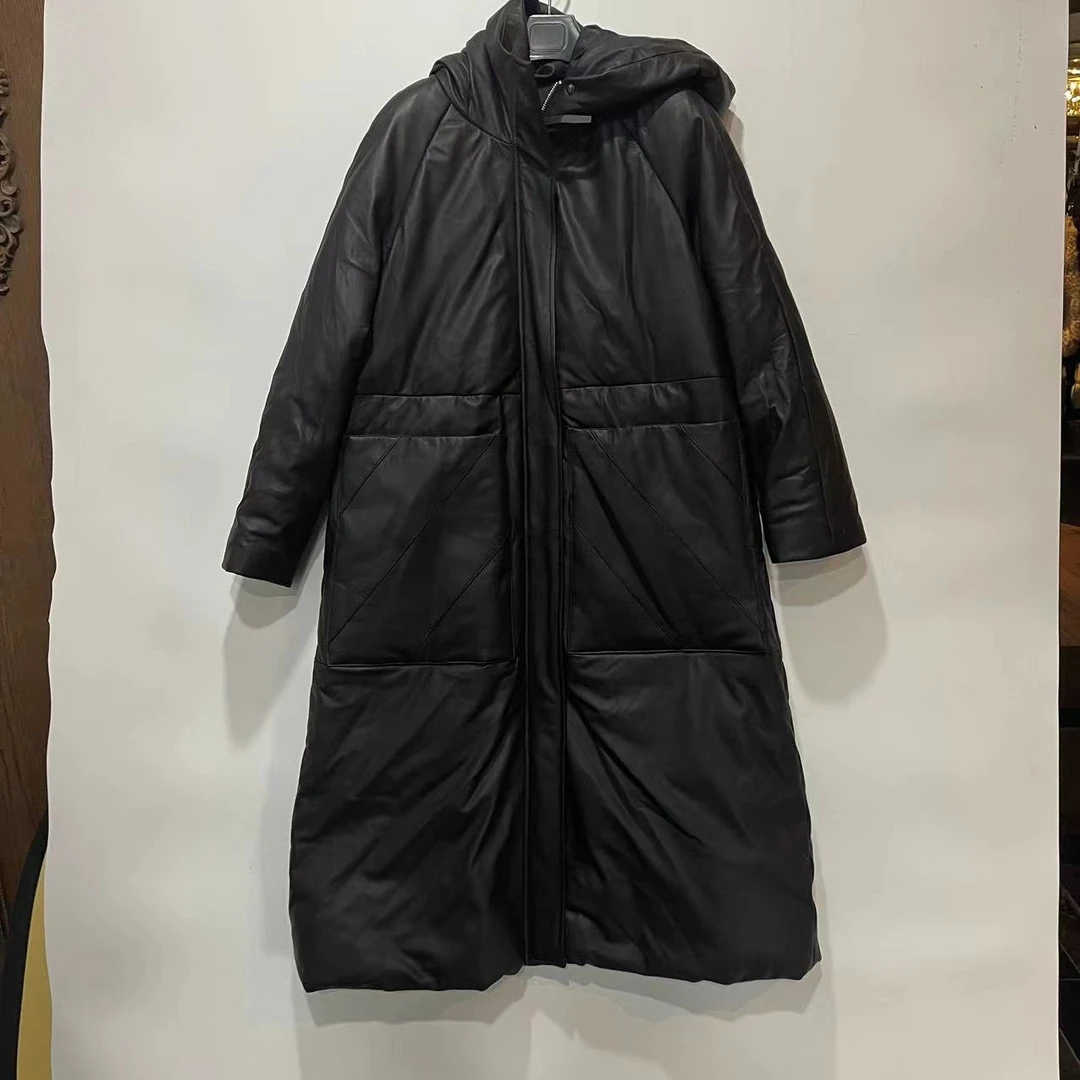 HERDERS 黑色潮流百搭皮鹅绒服女减龄保暖设计感大衣 248931