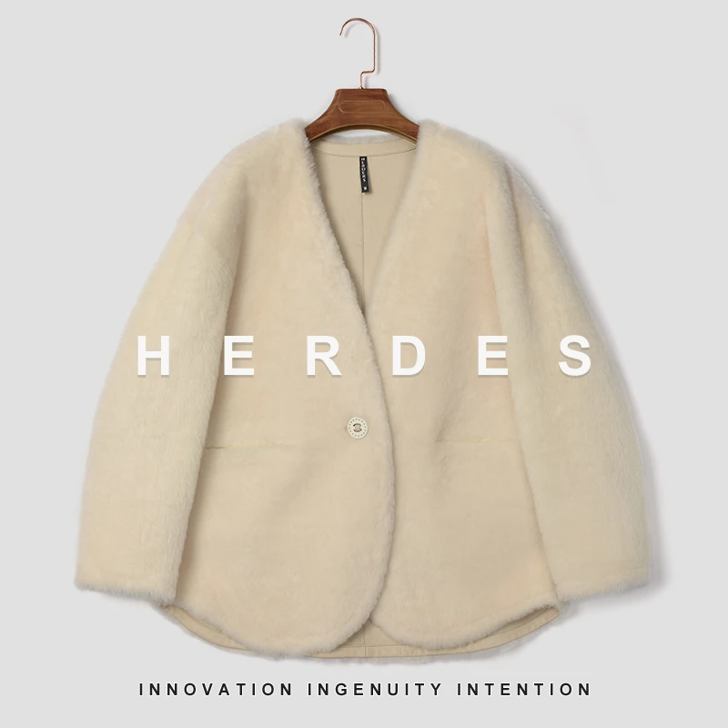 HERDERS 白色潮流时尚皮草外套 40478