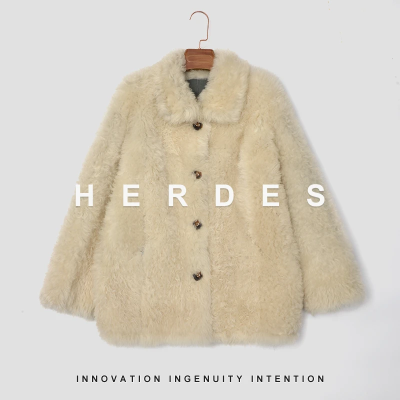 HERDERS （托卡半卷）双色潮流时尚皮毛一体冬保暖外套 247780