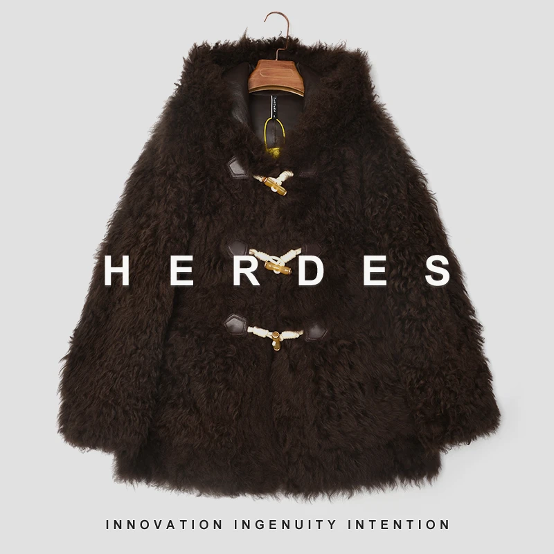 HERDERS 黑色潮流时尚皮毛一体皮草2024年冬季新款32032