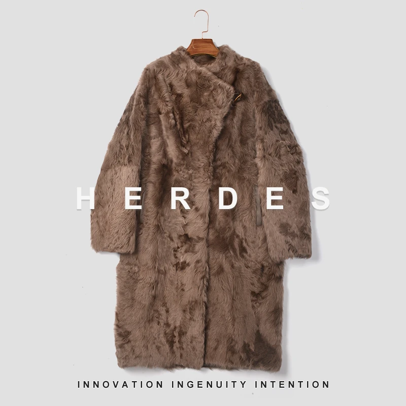 【HERDERS】 （小湖羊）新棕长款纯天然羊皮毛一体皮草 247377