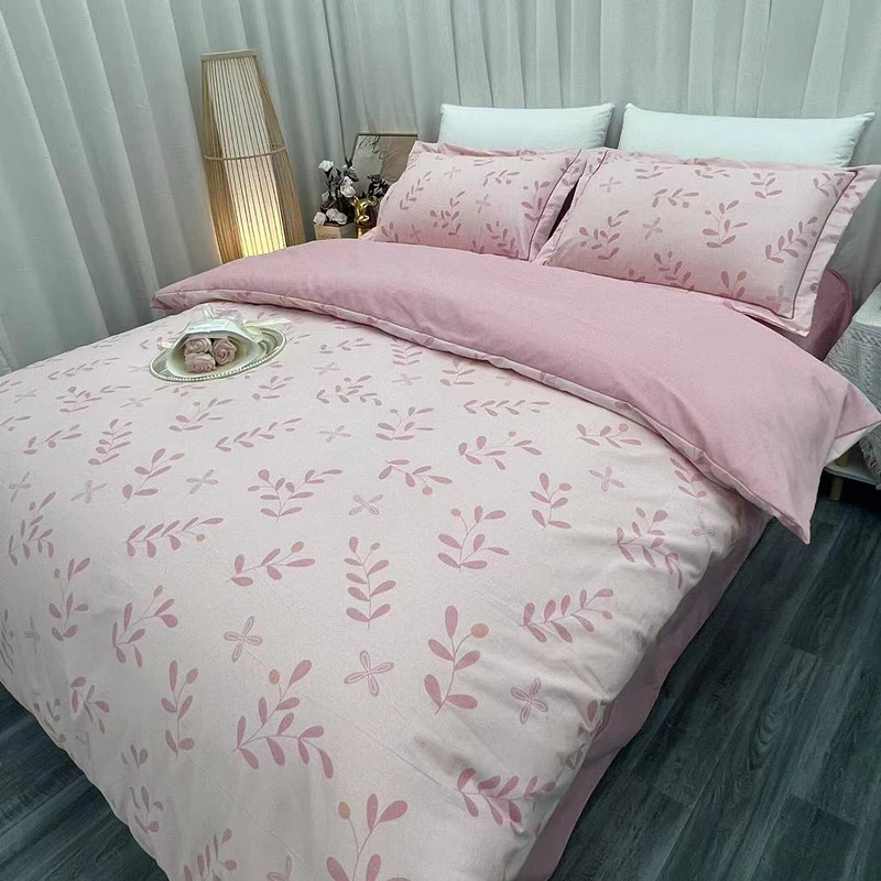 2024年加厚全棉四件套印花四季轻奢简约小清新花斜纹纯.棉被套用