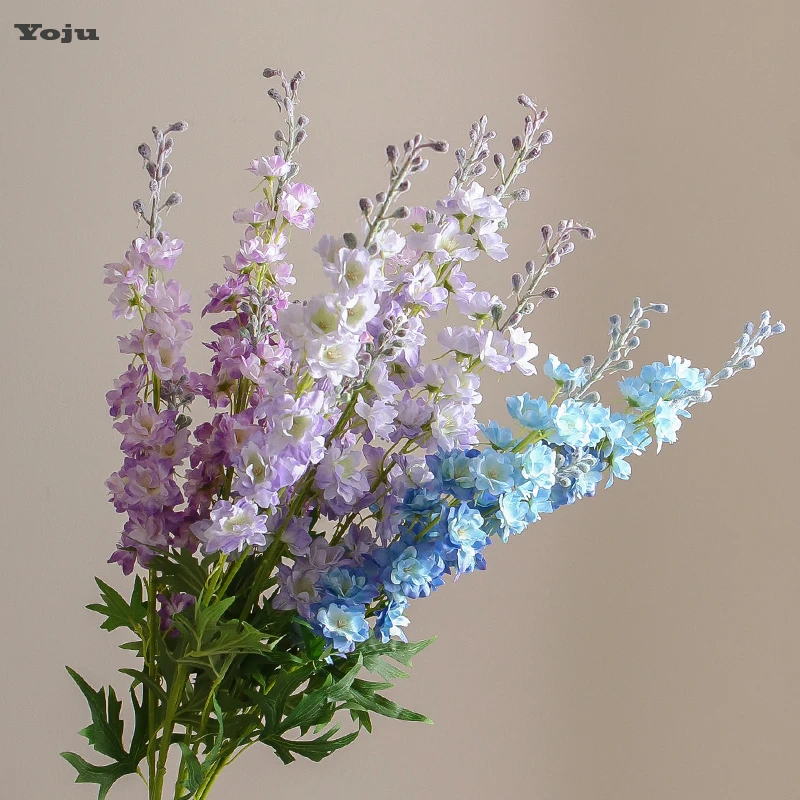 仿真大飞燕草植绒假花客厅花束摆设婚庆酒店路引家居软装装饰摆件