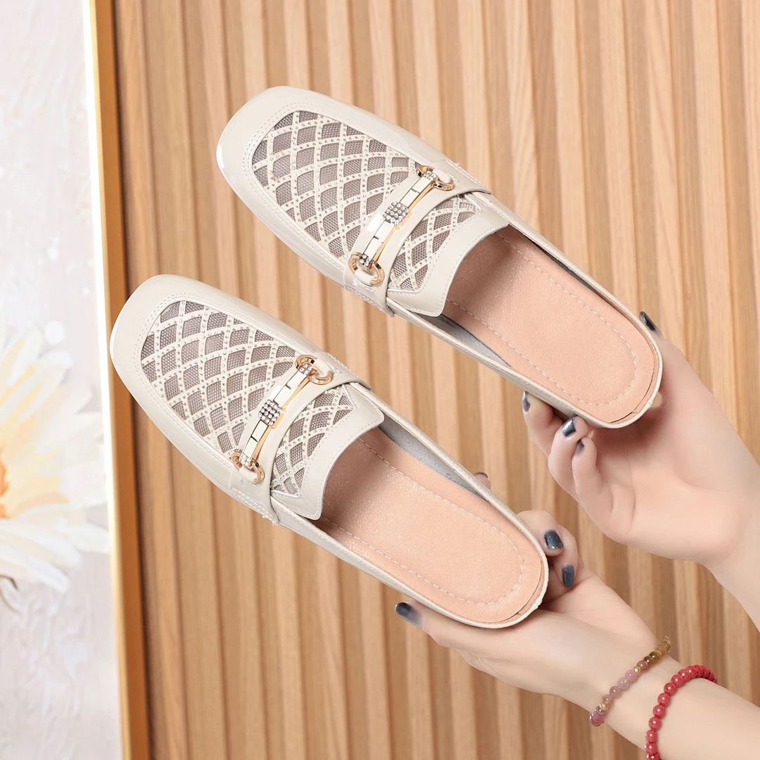 夏季凉拖鞋2024新款穆勒鞋时尚透气镂空网纱凉鞋软底软面半托鞋