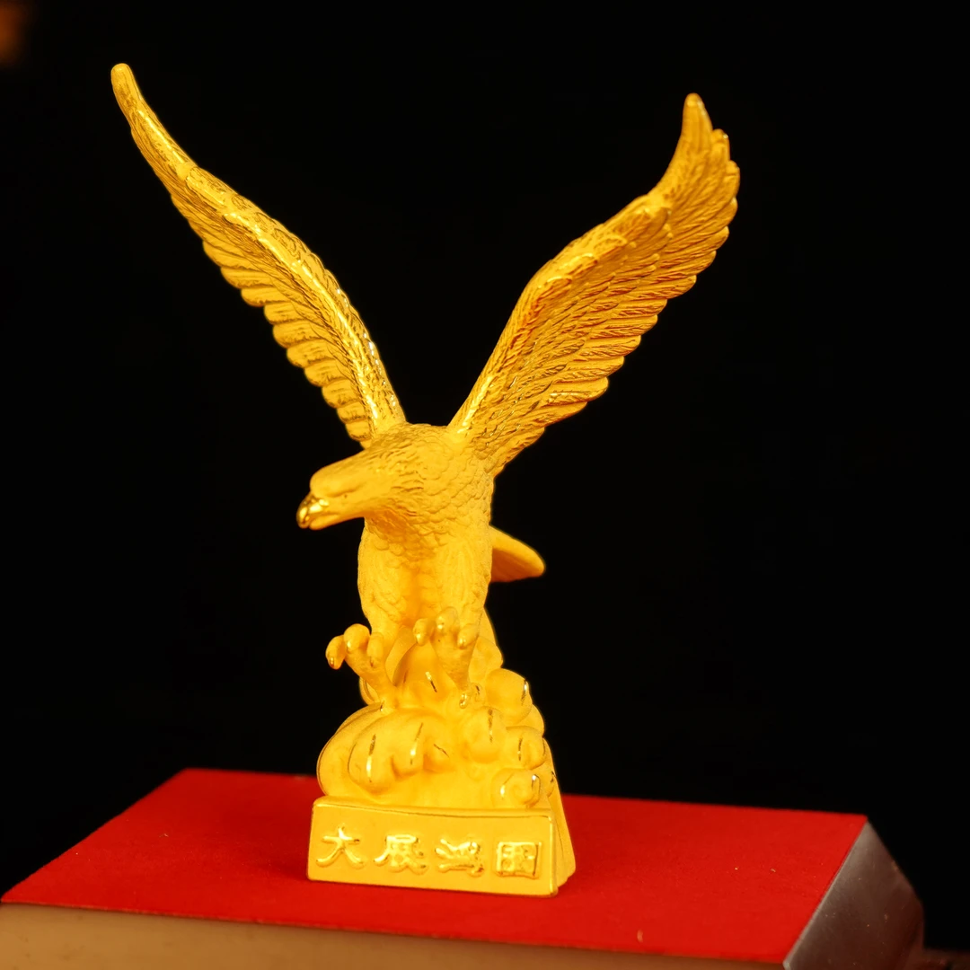 大展宏图鹰摆件工艺品摆件摆设雄鹰展翅动物工艺品雕刻金色铜镀金