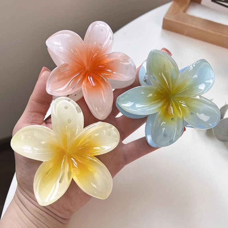 鸡蛋花大号头发抓夹发夹子头饰发卡子女爪夹鲨鱼夹海边拍照摄影G