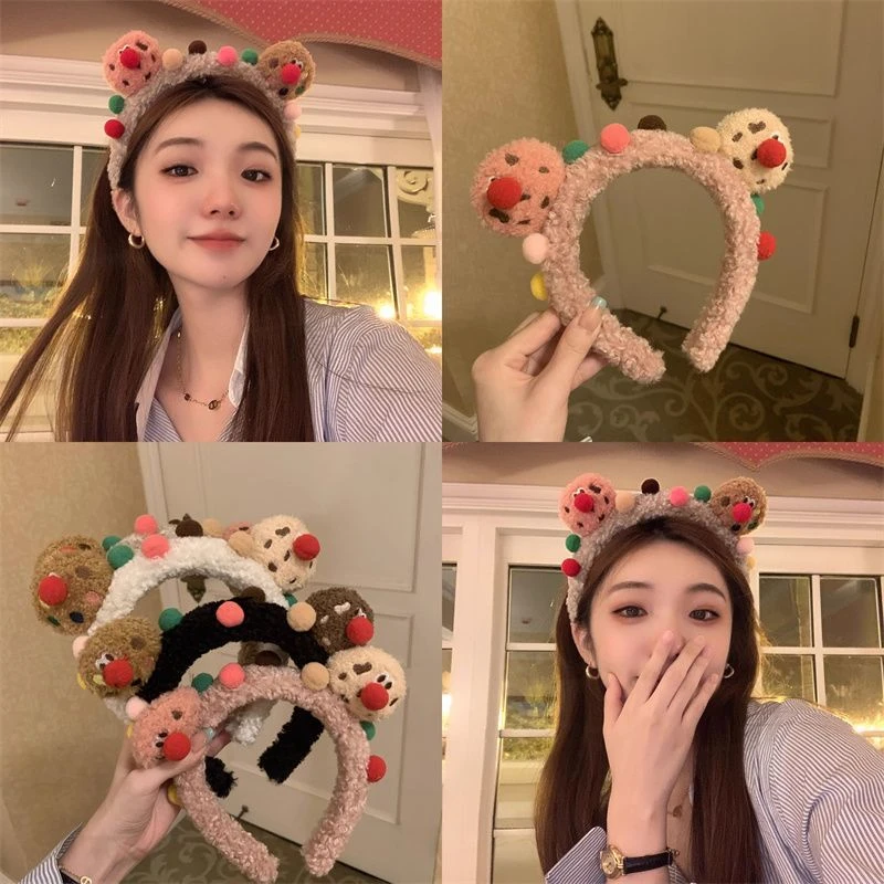 丑萌曲奇饼干小丑毛绒发箍女秋冬卡通可爱洗脸化妆头箍压发卡发饰