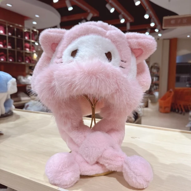 【两件套】4岁-成人不会动保暖防风帽加厚帽子围巾一体可爱毛绒护耳