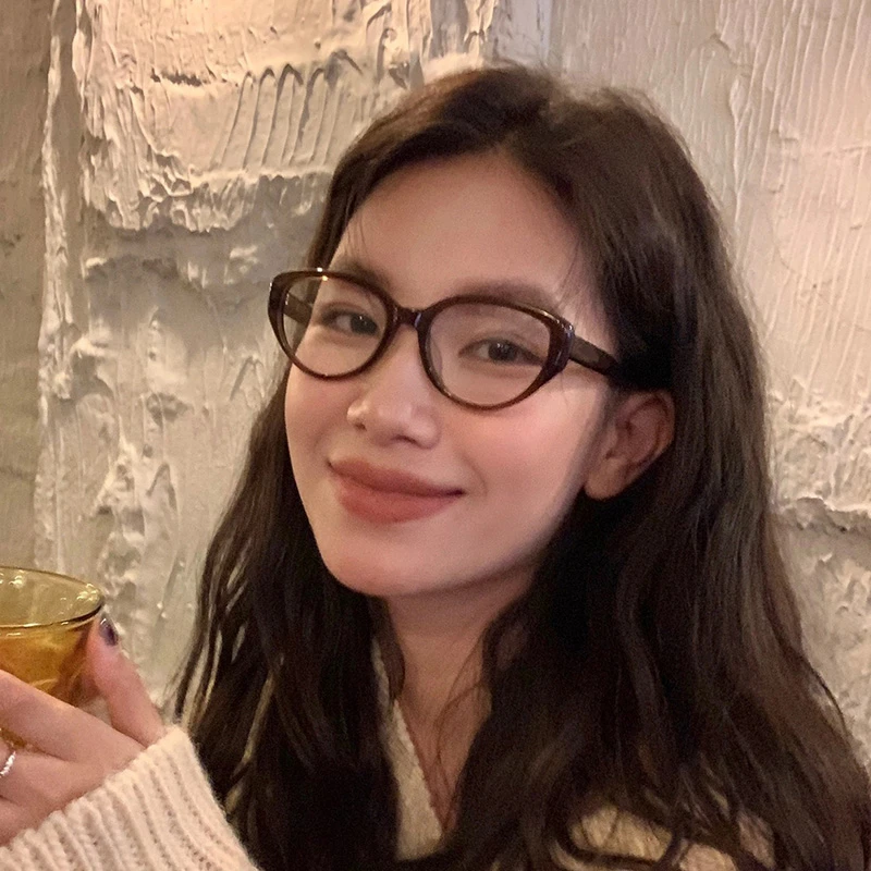 猫眼黑框眼镜女素颜神器高级感近视可配度数防蓝光眼镜框大脸显瘦