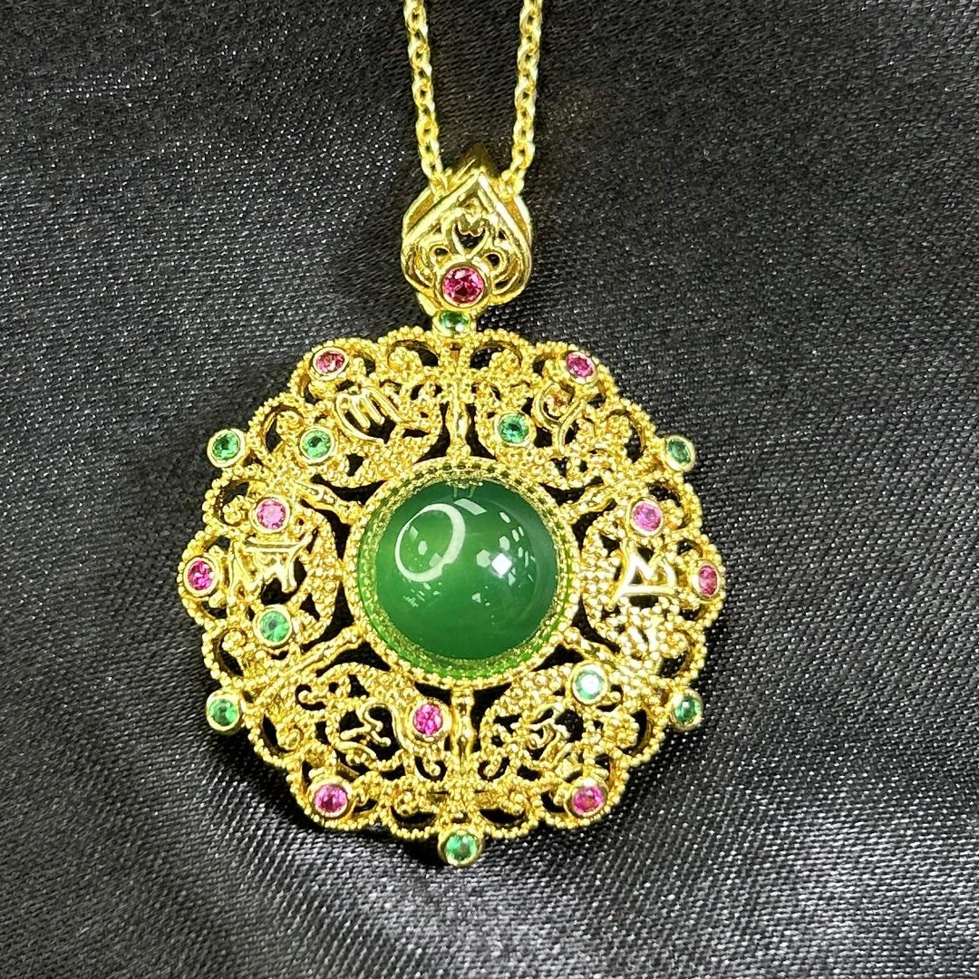 【K总专属】A货浓阳绿花花吊坠-y1429（赠包装+赠链）