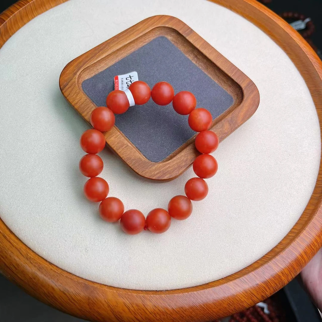 【七七珠宝】天然南红保山南红杨柳滴水洞高品手串 卡13+ 一条