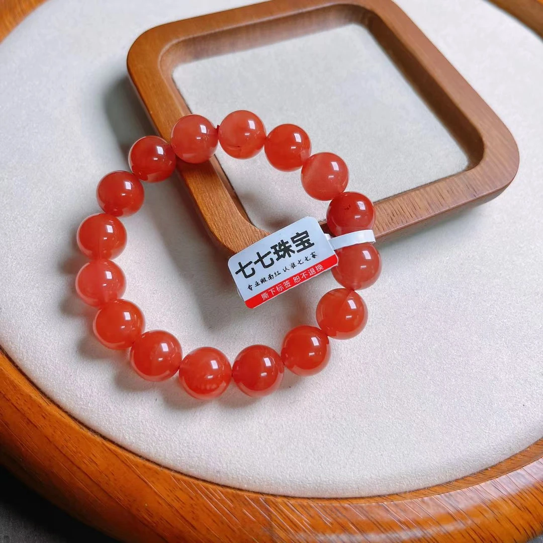 【七七珠宝】天然保山南红杨柳滴水洞亮光手串 卡12+一条（多样性）