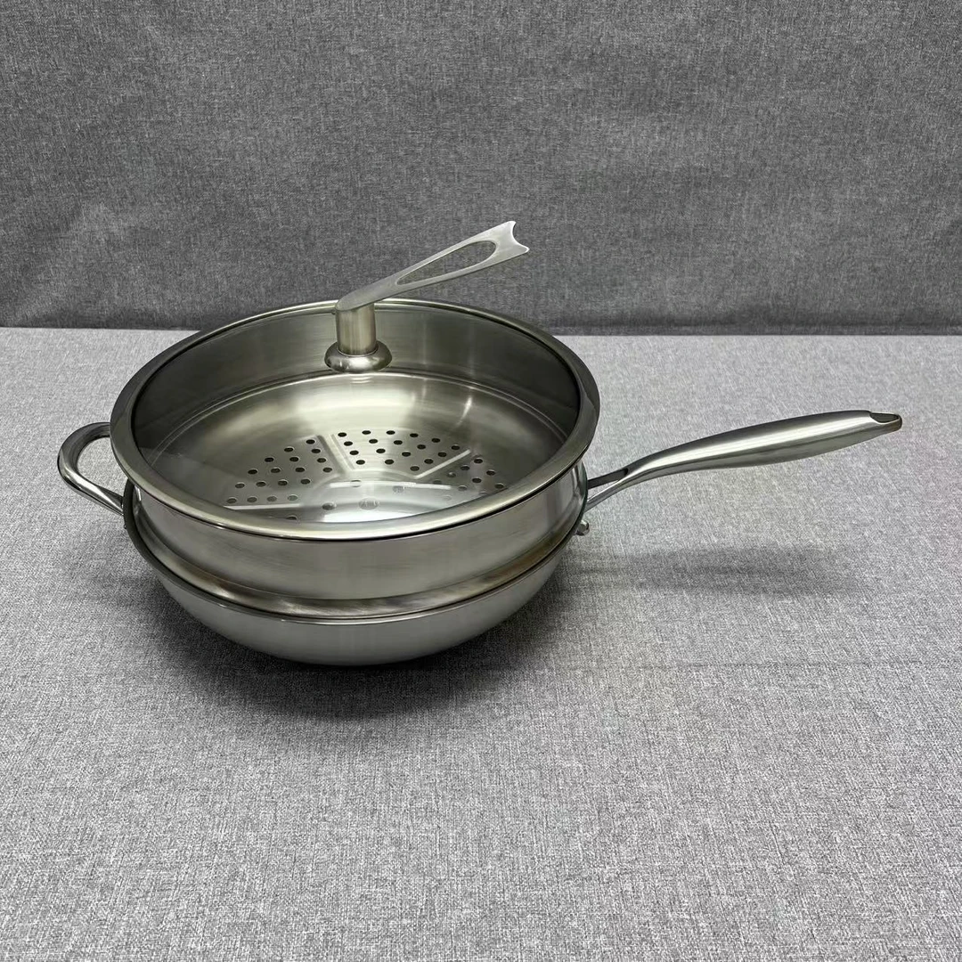 7-018 内钛单柄炒锅 带蒸屉 内径30cm（外径32cm） 整锅重约2.47kg