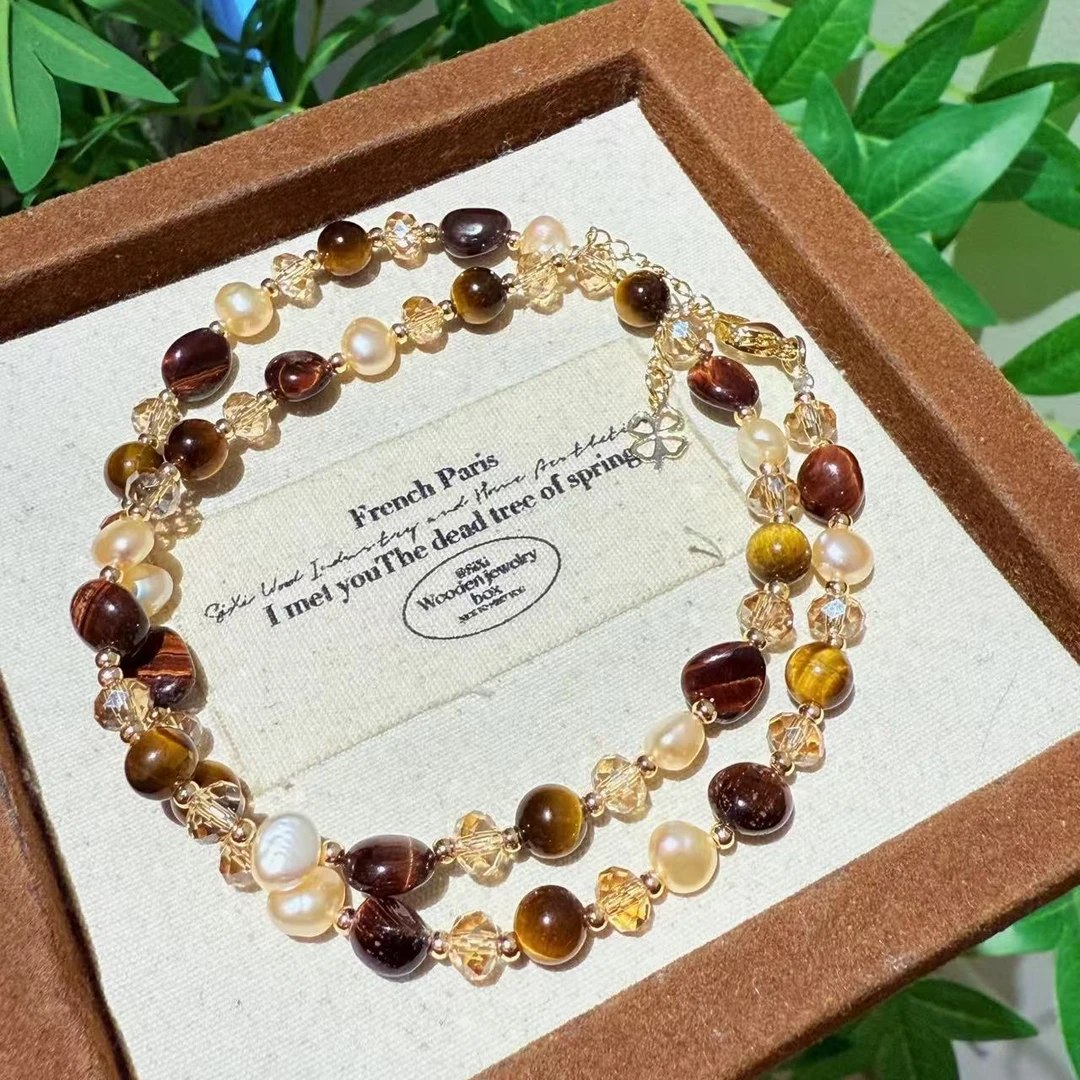 【十六珠宝】虎眼石项链设计款D453多样性发一