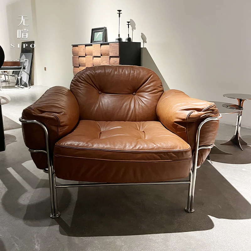 无喧「美拉德沙发椅」法式复古风沙发椅包豪斯高脚不锈钢