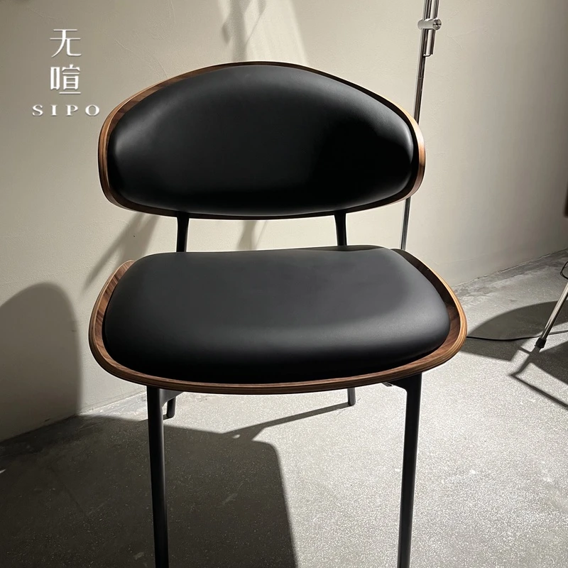 无喧「伊姆斯餐椅」家用中古风轻奢全实木设计师款咖啡厅洽谈椅子
