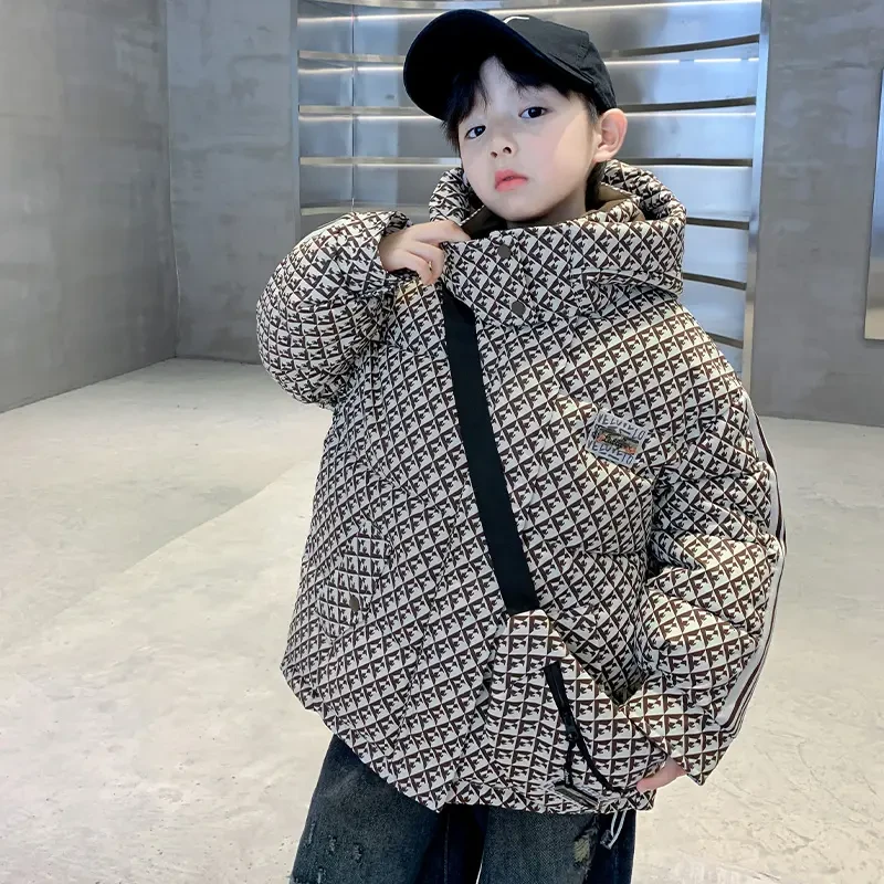 儿童装男童冬装衣2024新款中大童加厚服男孩冬季帅气袄外套