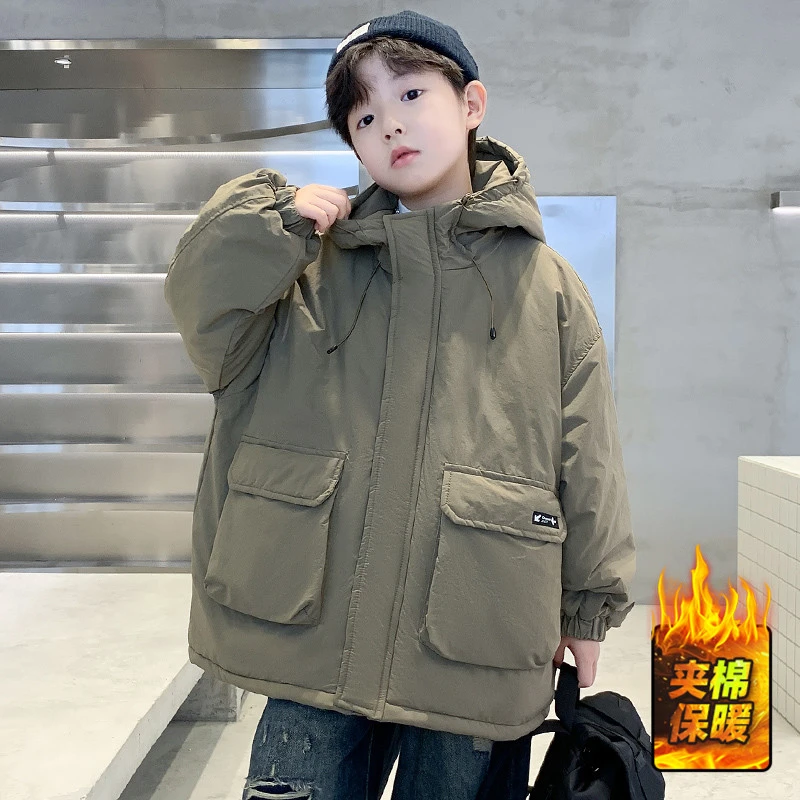 儿童装男童冬装加厚棉服外套2024新款冬款中大童男孩冬季洋气棉衣