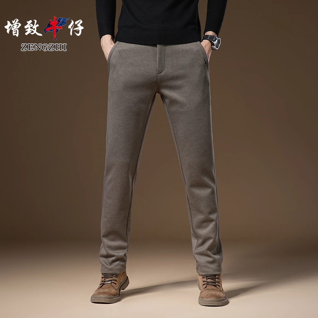 冬季男士加厚高端定制T台走秀系列修身时尚百搭直筒休闲裤Z13380