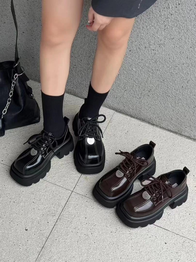 P71高定乐福鞋女2024秋季新款增高玛丽珍小皮鞋