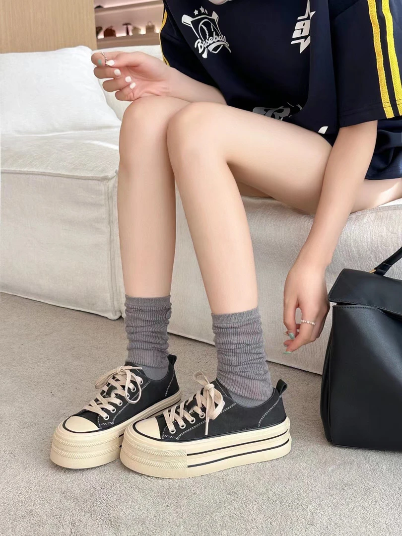 ins风格休闲板鞋白2024增高白色百搭白鞋潮流蓬蓬高端真皮小白鞋