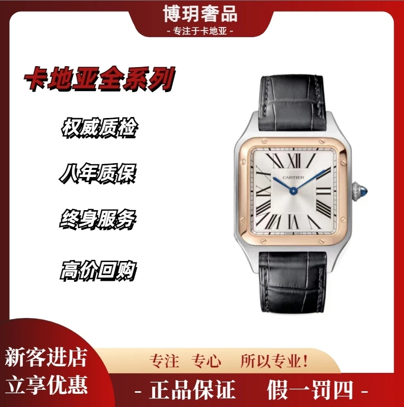 99新 Cartier/卡地亚 山度士系列W2SA0011男大号石英杜蒙特全套