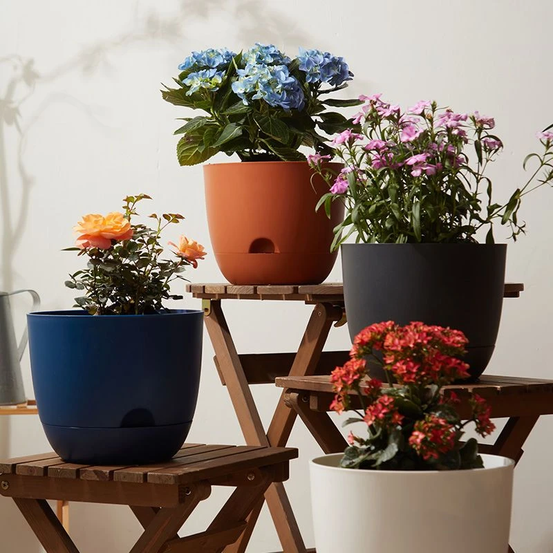 北欧免浇水花盆加厚耐用家用简约树脂懒人自吸水大号透气花盆特价