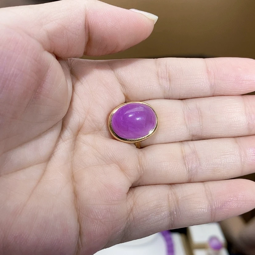 【闪购商品】锂辉石18k 紫锂辉高冰收藏级戒指18K金镶嵌