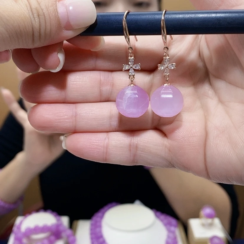 【闪购商品】锂辉石紫锂辉高冰耳坠未镶嵌
