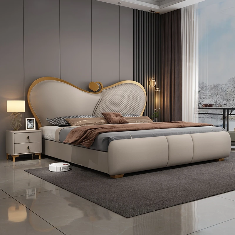 轻奢主卧大床简约北欧青少年女孩意式创意免洗卡通极简公主#x503