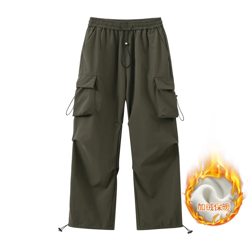 XONBOX秋冬加绒户外伞兵裤宽松男女长裤23XMFJRS6603