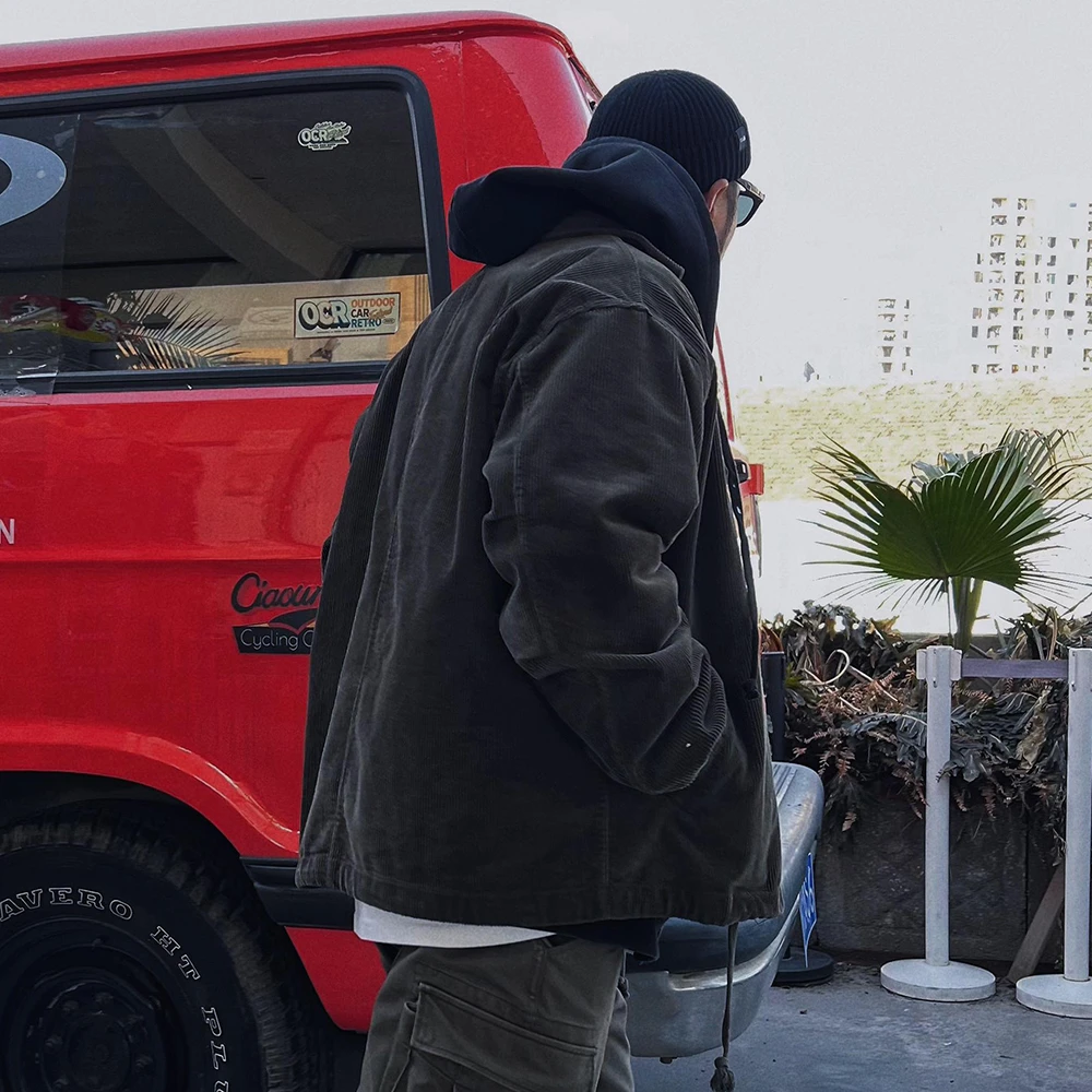 MALTDIARY大码灯芯绒潮牌男款潮流高级感痞帅教练夹克男装上衣