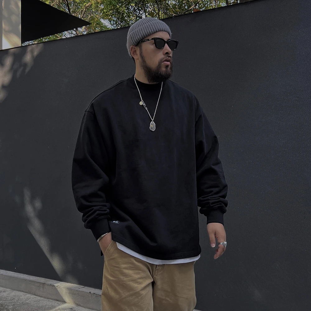 闭眼入 530克重磅卫衣下摆开叉加大码胖人基础百搭宽松圆领卫衣