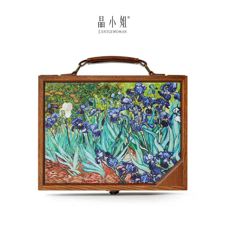 晶小姐 首饰盒/箱 复古实木质创意珠宝手镯项链收纳盒可定制画面