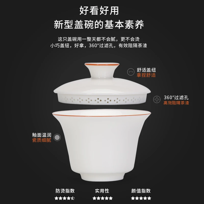 白瓷三才盖碗旅行功夫茶具套装户外便携收纳包一壶三杯快客杯S