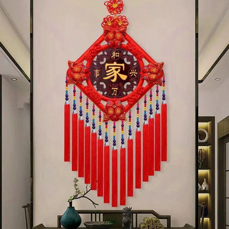 【浮力专属链接】民族风款八鱼八花金玫瑰桃木中国结100*38