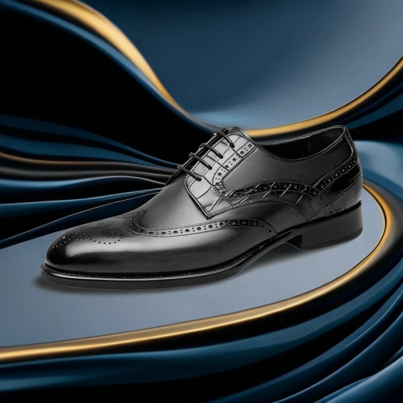 零度高端轻奢男鞋布洛克真皮皮鞋商务雕花男婚鞋正装鞋男夏日穿搭