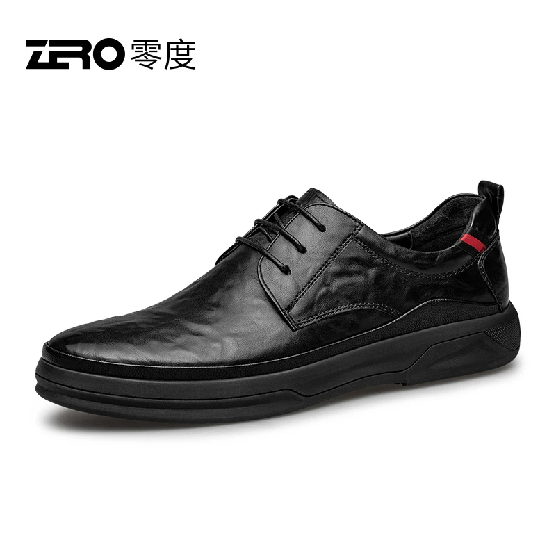 零度男鞋商务休闲百搭秋季新品羊皮内里手抓纹真皮鞋子男款R33385