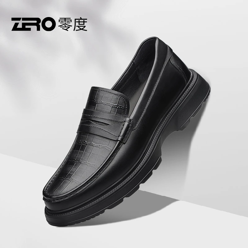 零度男士老人皮鞋秋季新款男鞋爸爸鞋真皮软底休闲皮鞋男款D33399