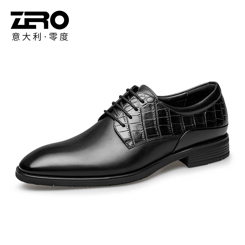 【断码】零度男鞋皮鞋男商务春季新款男士羊皮内里黑色真皮时尚鞋潮