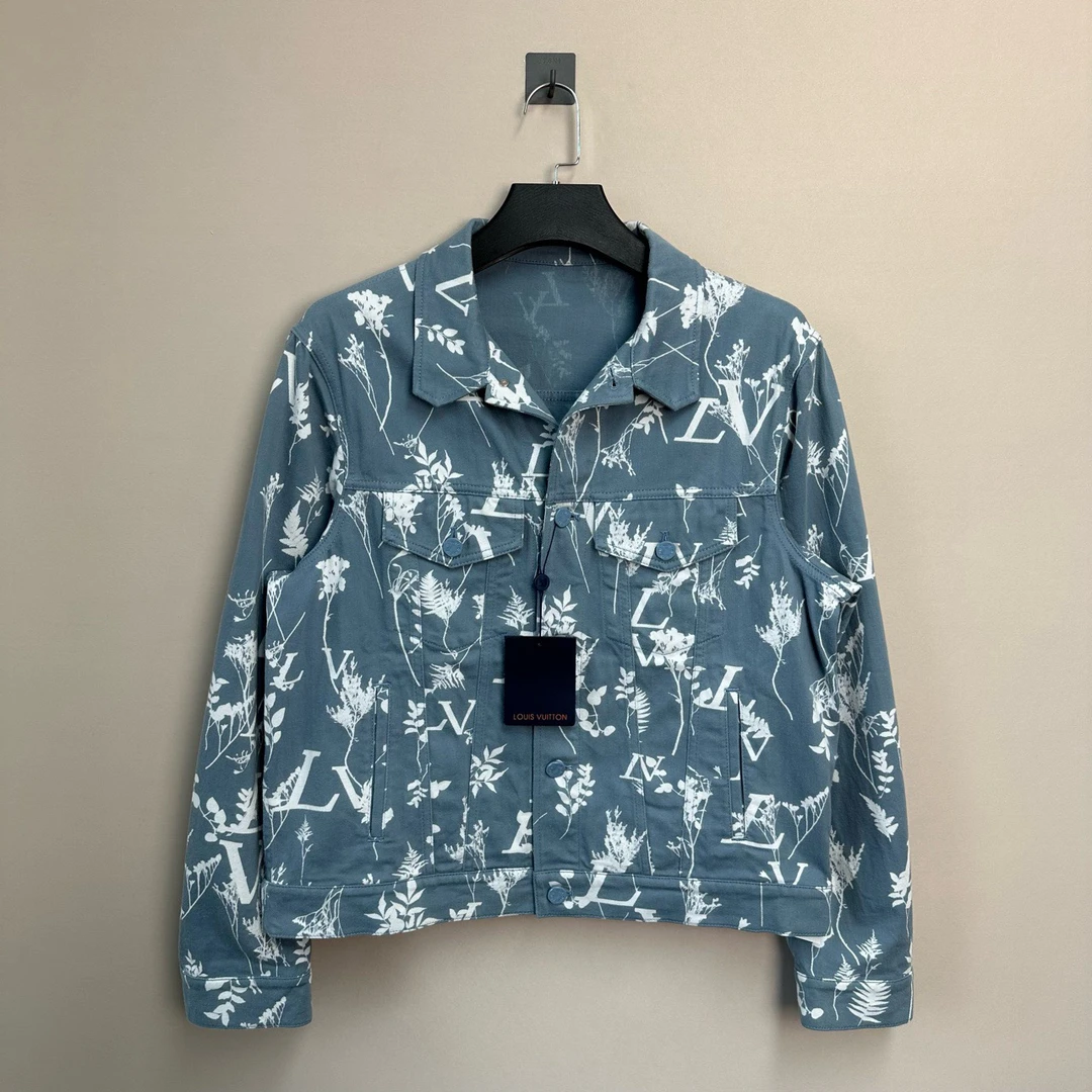 Louis Vuitton/Lv蓝色满印字母牛仔夹克/52码/99新带吊/公价15600