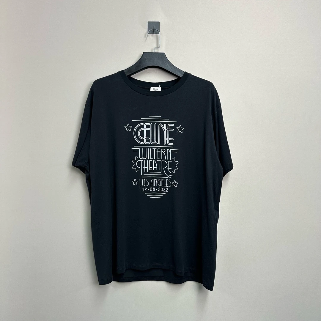 Celine/赛琳新款黑色涂鸦标语短袖/2XL码/98新/公价5100