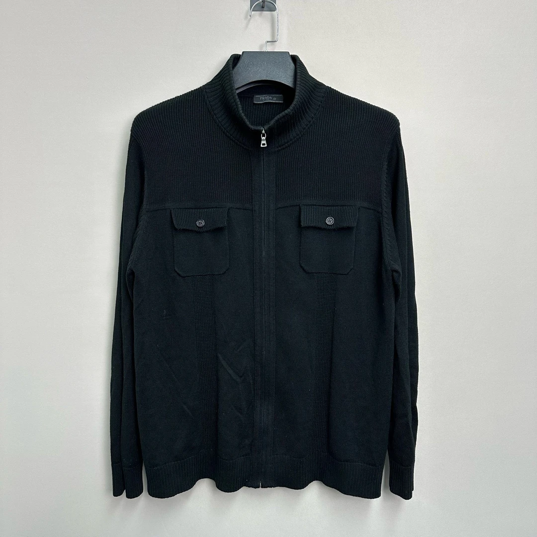 Prada/普拉达双口袋针织拉链外套/44码/98新/公价7750