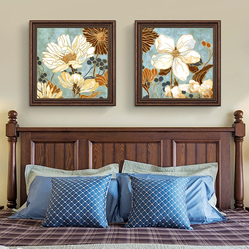 【格桑花开】美式卧室装饰画挂画乡村风格床头画简美餐厅壁画客厅画