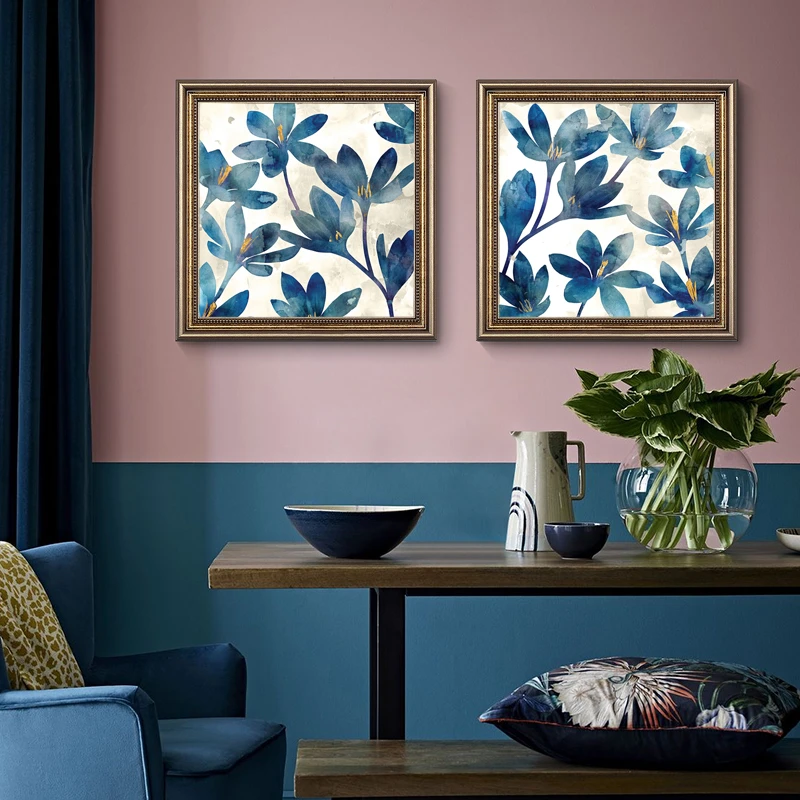 《蓝色牵牛花》美式田园风格挂画花卉餐厅装饰画客厅简美复古墙画