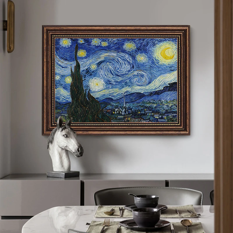 【梵高星空】装饰画客厅玄关卧室抽象油画餐厅过道壁画挂画风景画
