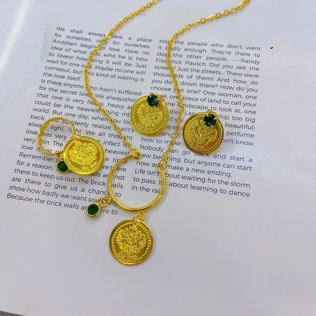 铜合金项链 9新款三件套首饰耳环项链戒指爆款百搭时尚个性简约