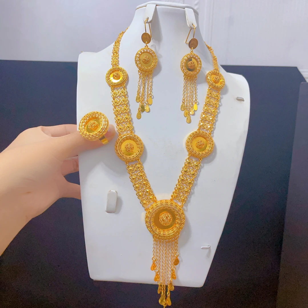 铜合金项链 171新款三件套首饰耳环项链戒指爆款夸张款式