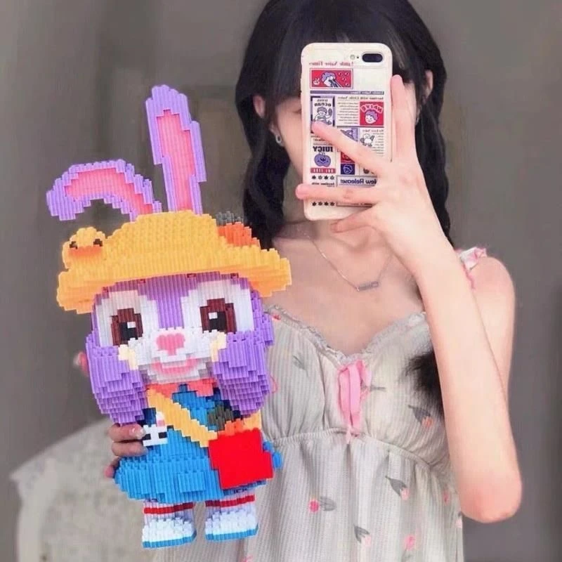 【33CM】可爱背包星带兔颗粒积木益智拼装手工玩具儿童锻炼专注力
