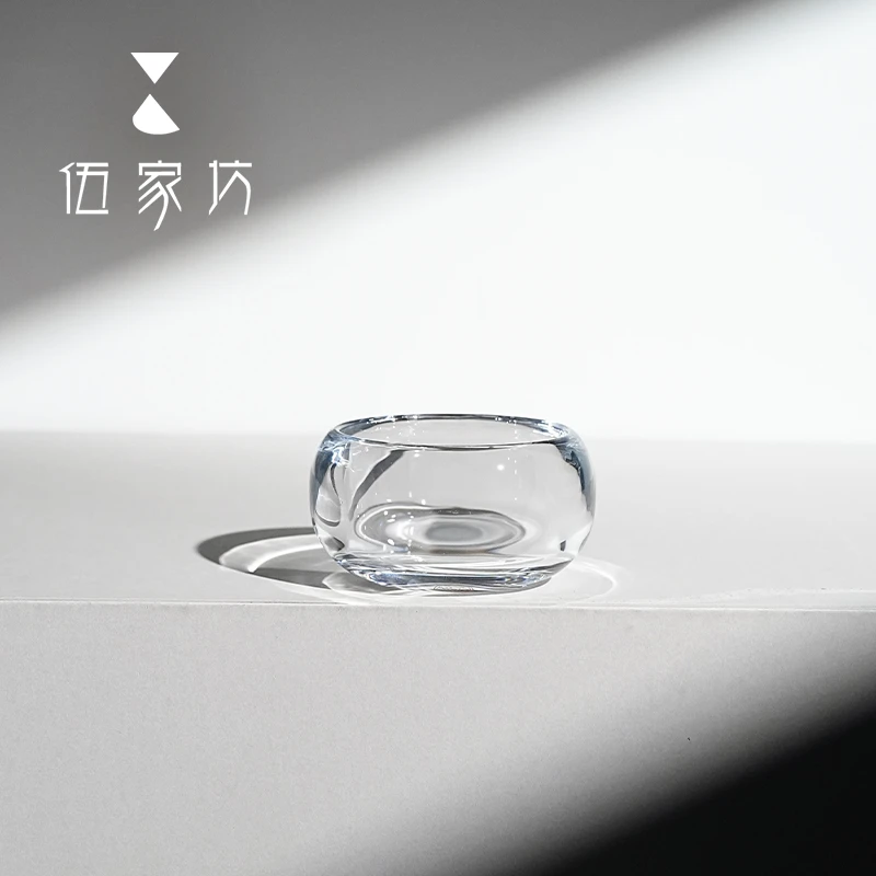 伍家坊禅定杯透明水晶玻璃加厚防烫易握茶具家用喝茶主人杯子茶杯